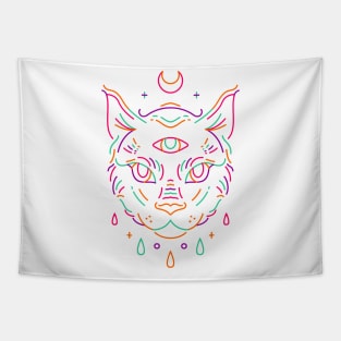 Triple EYE Cat Monoline Tapestry