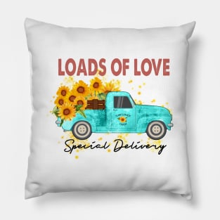 Charming Sunflower Farm Truck Special Delivery Loads of Love Pillow