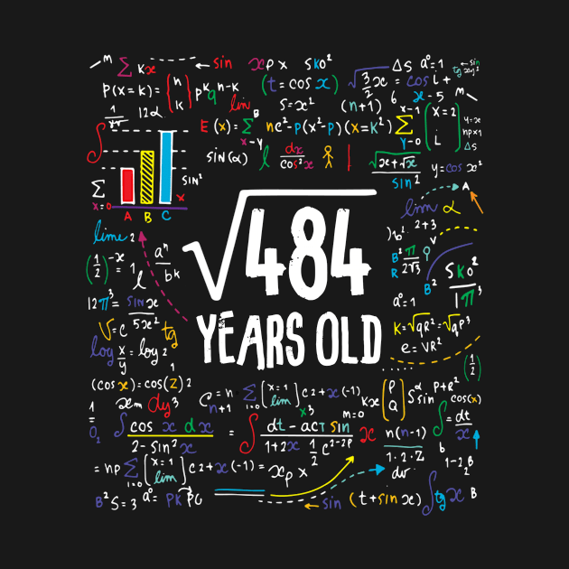Square Root Of 484 22nd Birthday 22 Year Old Gifts Math by Kerin