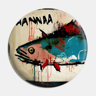 Colorful Tuna in Neo-Expressionist Style Painting Pin