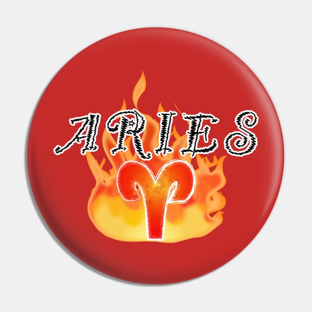 Aries: Zodiac Fire Sign Pin by PenguinCornerStore