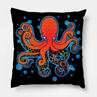 Painted Octopus, Orange Pillow