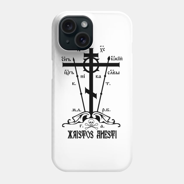 Xristos Anesti Christ Is Risen Orthodox Great Schema Golgotha Cross Phone Case by thecamphillips