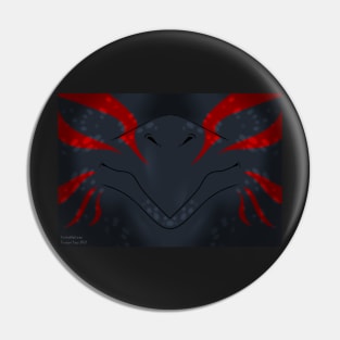 Black with Red Stripes Dragon Mask Pin