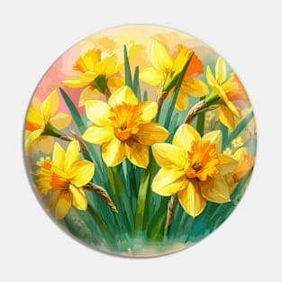 Yellow Daffodil Flowers Pin