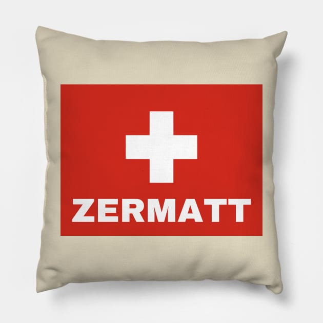 Zermatt City in Swiss Flag Pillow by aybe7elf