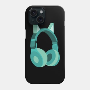 Cat Ear Headphones Blue Green Phone Case