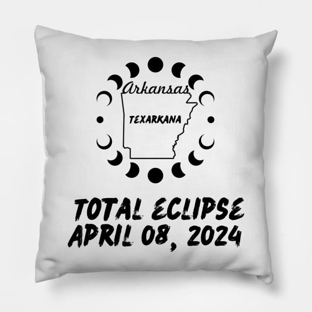 Arkansas Total Eclipse 2024 Pillow by Total Solar Eclipse