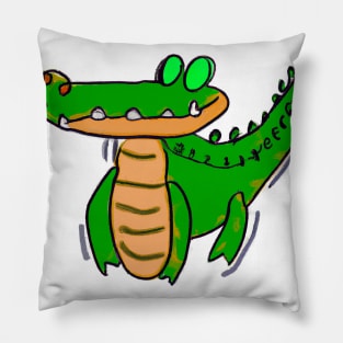 Cute Alligator Drawing Pillow