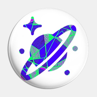 Space planet geometric blue Pin