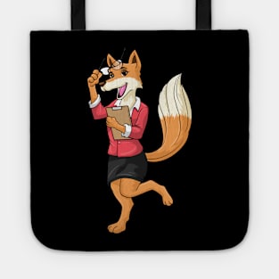 Beautiful fox as a secretary with glasses & notebook Tote