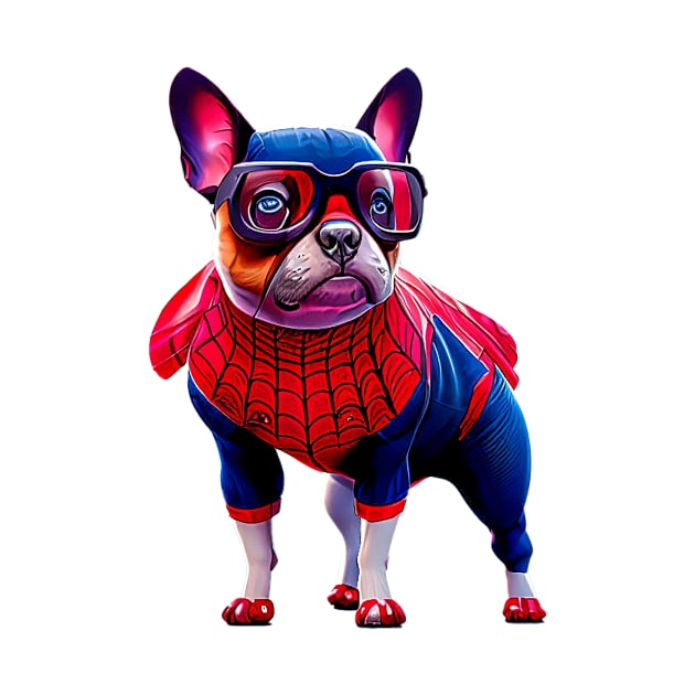 Super Frenchie: Red and Blue Hoodie Version 2 by fur-niche