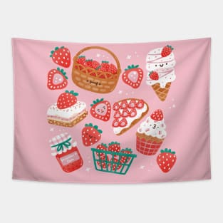 Strawberry Patch Desserts Tapestry