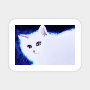 Glowing White Cat Painting Magnet