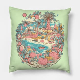 Scorching Coastal Paradise Pillow