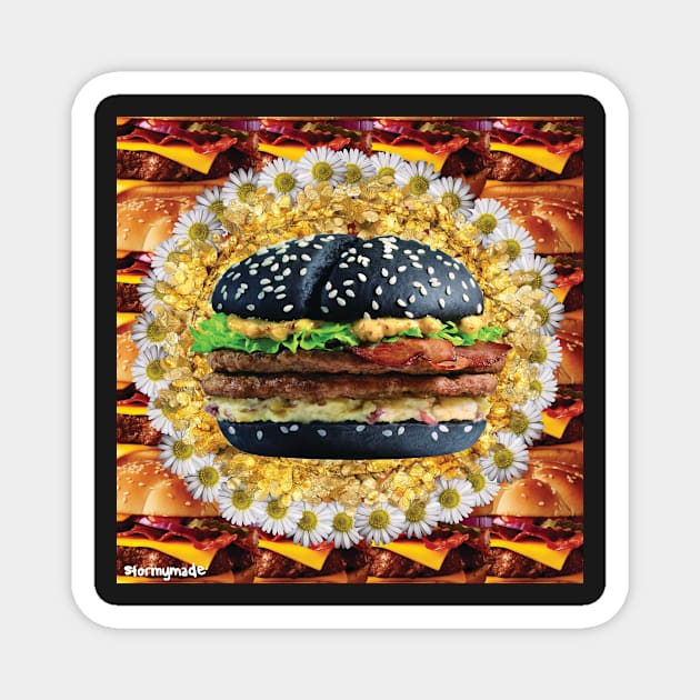 floral hamburger Magnet by STORMYMADE