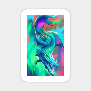 Colorful Hippie Popculture Popart Trippy Dragon Magnet