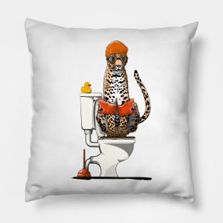 Leopard on the Toilet Pillow