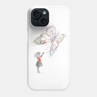 Girl and Butterfly Playful Colorful Artwork Phone Case