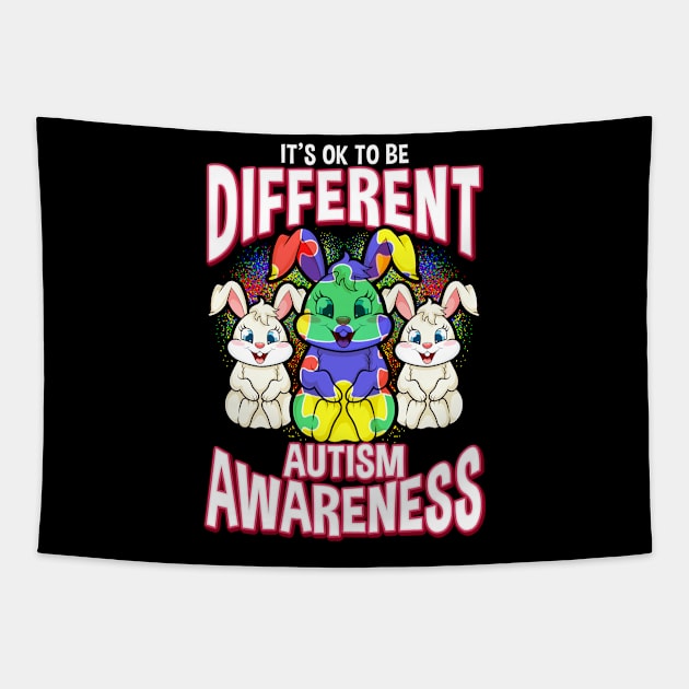 It's OK To Be Different Autism Awareness Bunnies Tapestry by theperfectpresents