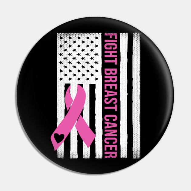 Fight Breast Cancer USA Flag Breast Cancer Awareness Month Pin by nadinecarolin71415