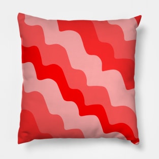 Red wavy ocean waves gradient Pillow