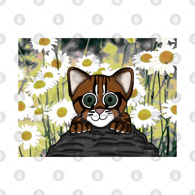 Rusty Spotted Cat in Daisies by Aeriskate