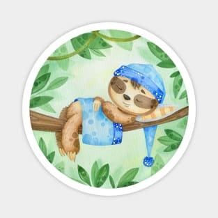 Watercolor Sloth Baby Magnet