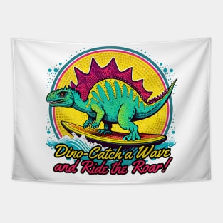 Dinosaur Surfing Funny Tapestry