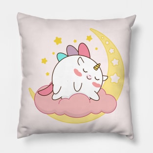 Cute unicorn sleep on moon Pillow