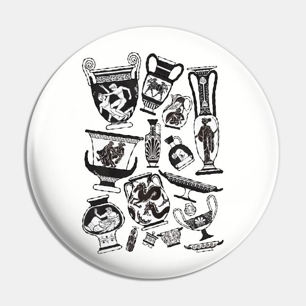 Greek Pottery - black and white Pin by fabiomancini