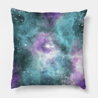 Purple Turquoise Star Nebula Space Galaxy Universe Pillow