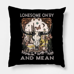 Lonesome On'ry And Mean Bull Head Cactus Pillow