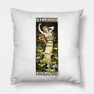 FOLIES BERGERE Liane De Pougy French Cabaret Dancer Advertisement by Artist Paul Berthon Pillow