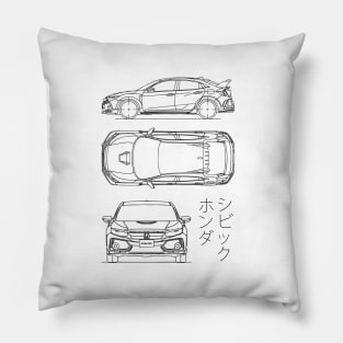 Civic FK8 Type R (10th Gen) Blueprint Pillow