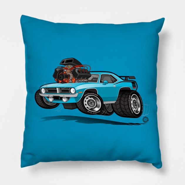 70 Hemi Cuda Engine Pillow by Goin Ape Studios