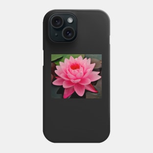 vibrant pink water lily on still water Phone Case