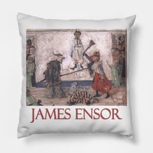 Skeletons Fighting Over a Hanged Man by James Ensor Pillow