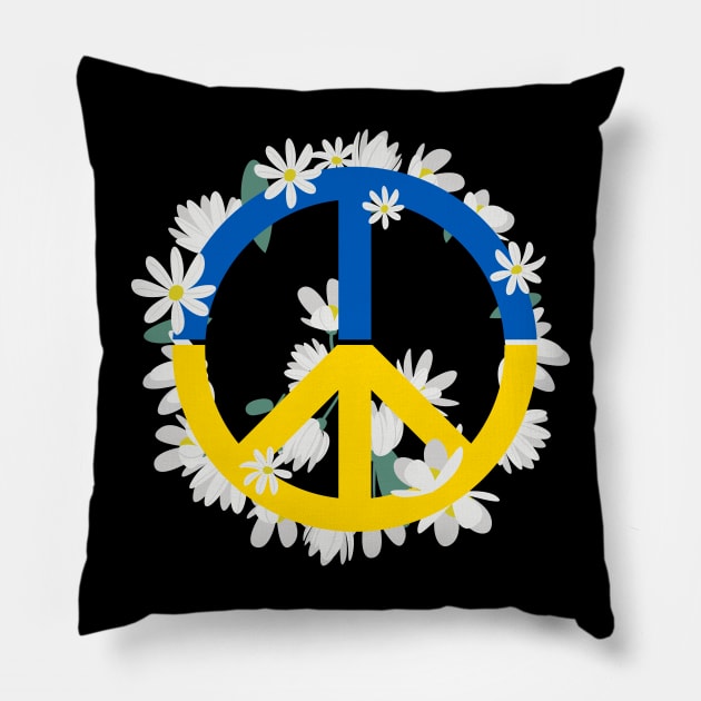 Peace Ukraine, Peace Sign Ukraine Pillow by UniqueBoutiqueTheArt