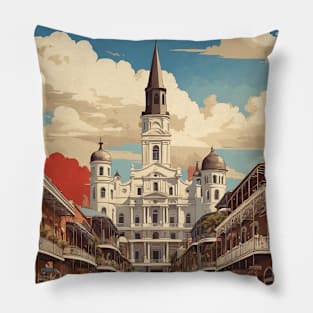 New Orleans Louisiana United States of America Tourism Vintage Poster Pillow