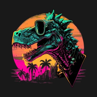 Retro Synthwave T-REX in Cool Sunglasses T-Shirt