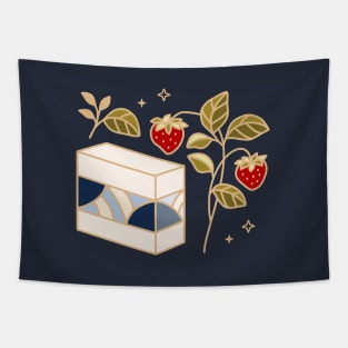 Strawberry cake and blue wave pattern Tapestry