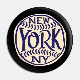 NYC New York Hand Drawn Typography Baseball Pin