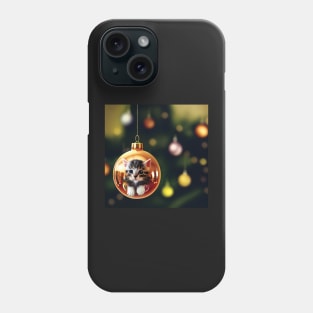 Cute Kitten in a Christmas Bauble Phone Case