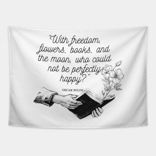 freedom, books, flowers and the moon Tapestry