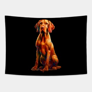 Wirehaired Vizsla in Colorful Abstract Splash Art Tapestry