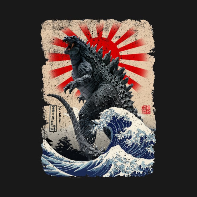 Godzilla and the Great Wave by DavidLoblaw