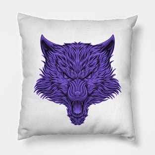 Purple wolf head Pillow