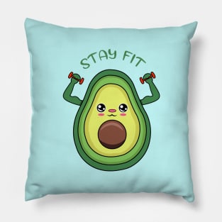 Stay Fit, cute avocado lifting weights Pillow