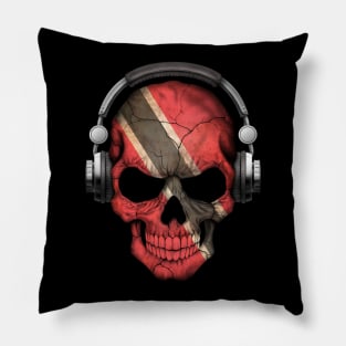 Dark Skull Deejay with Trinidadian Flag Pillow